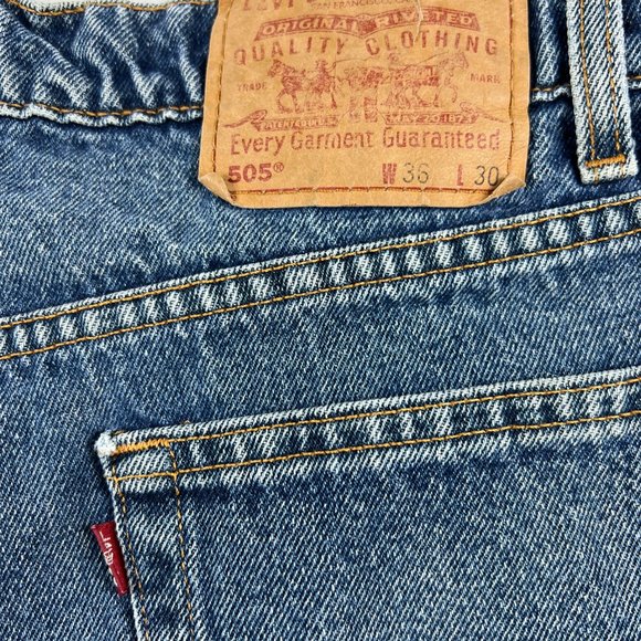 VTG 90s Levi's Jean Shorts Mens 33* 505 Blue Faded Cut Off Denim Jorts Tag 36 - Picture 11 of 16